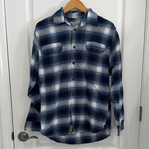 Jachs Navy and White mens flannel button down  Shirt size medium